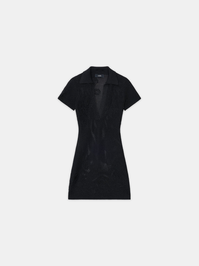 WOMEN'S FLORAL CROCHET POLO MINI DRESS 1