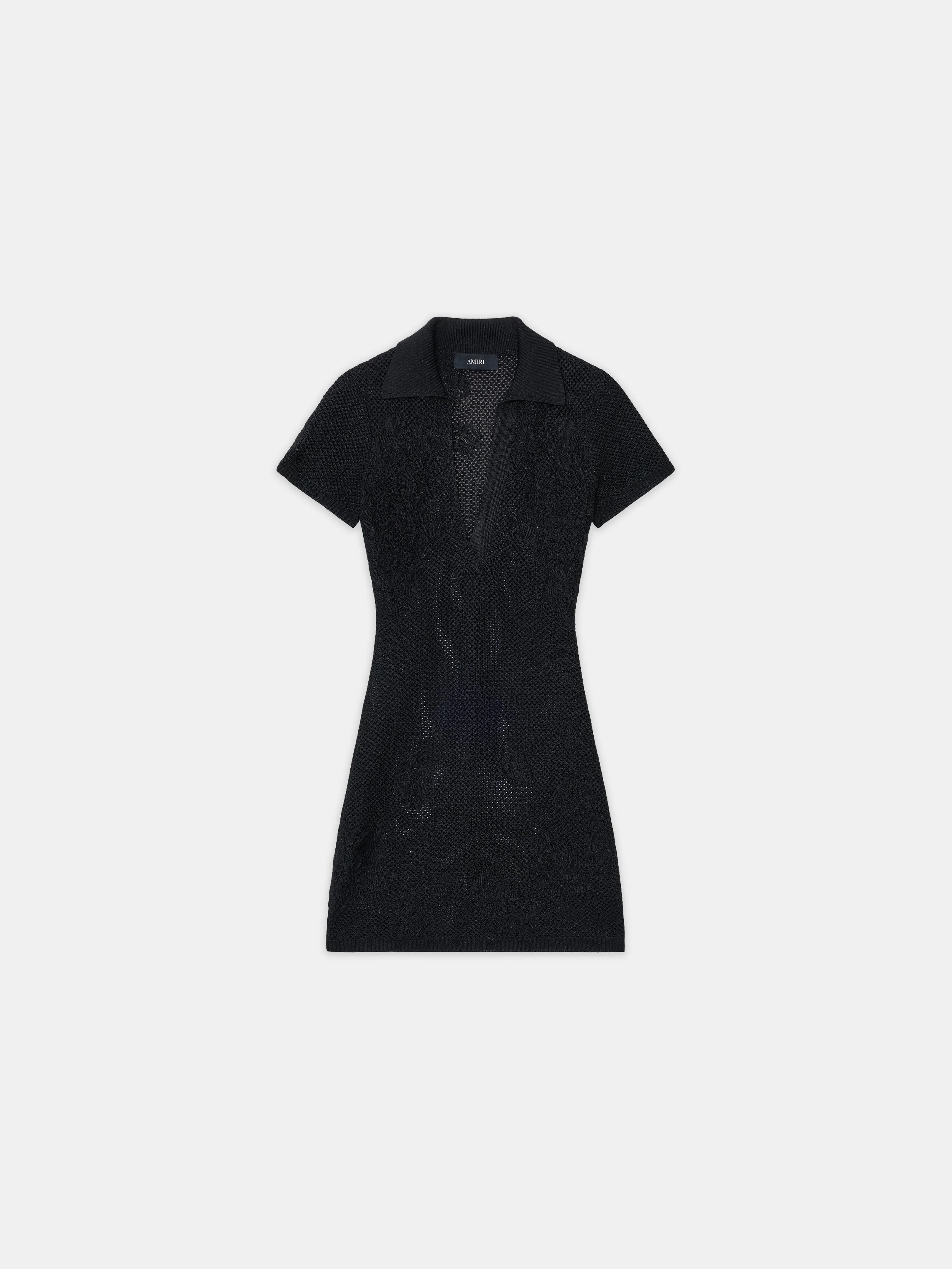 WOMEN'S FLORAL CROCHET POLO MINI DRESS - 1