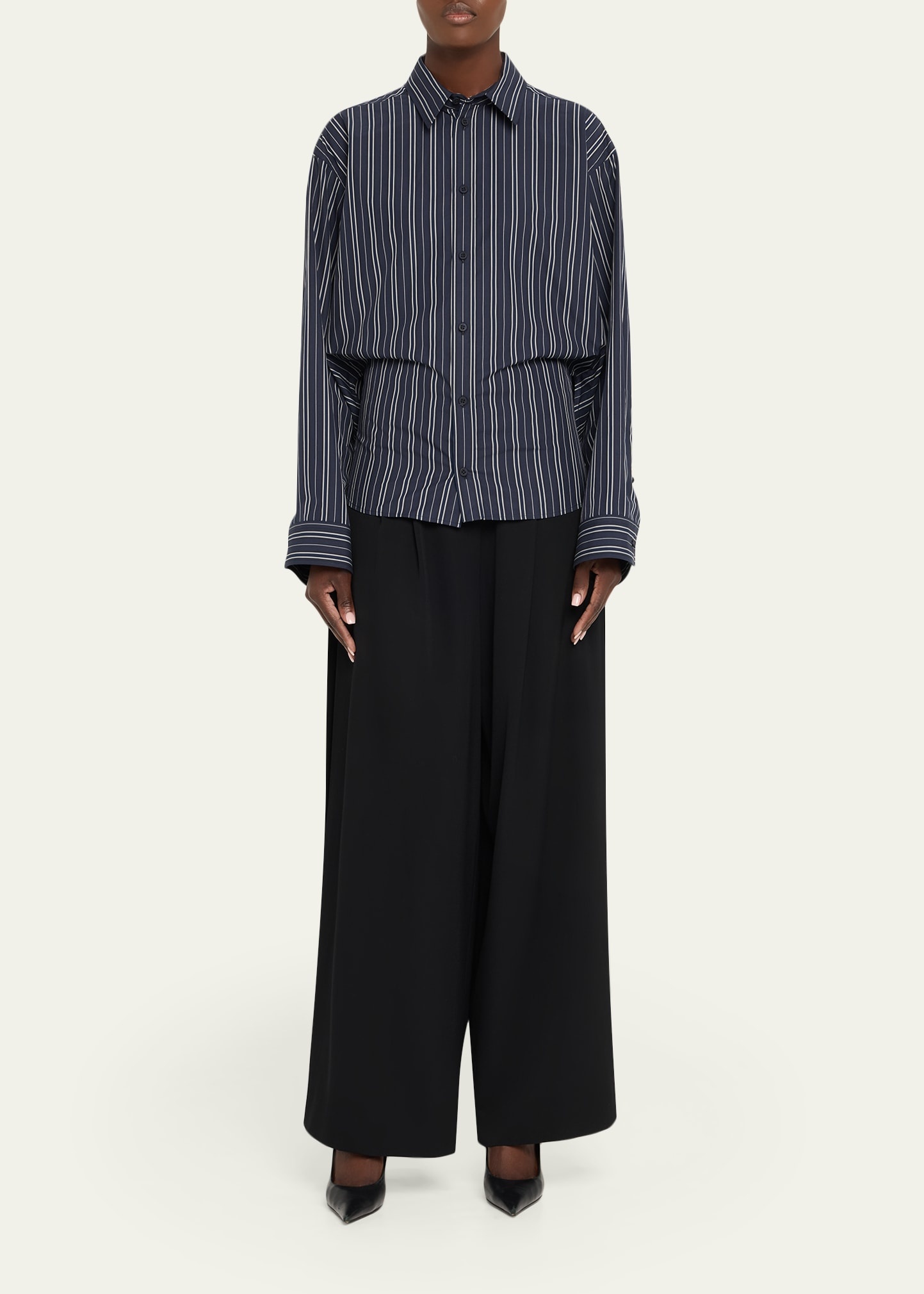 Semi-Fitted Striped Button-Down Shirt - 2