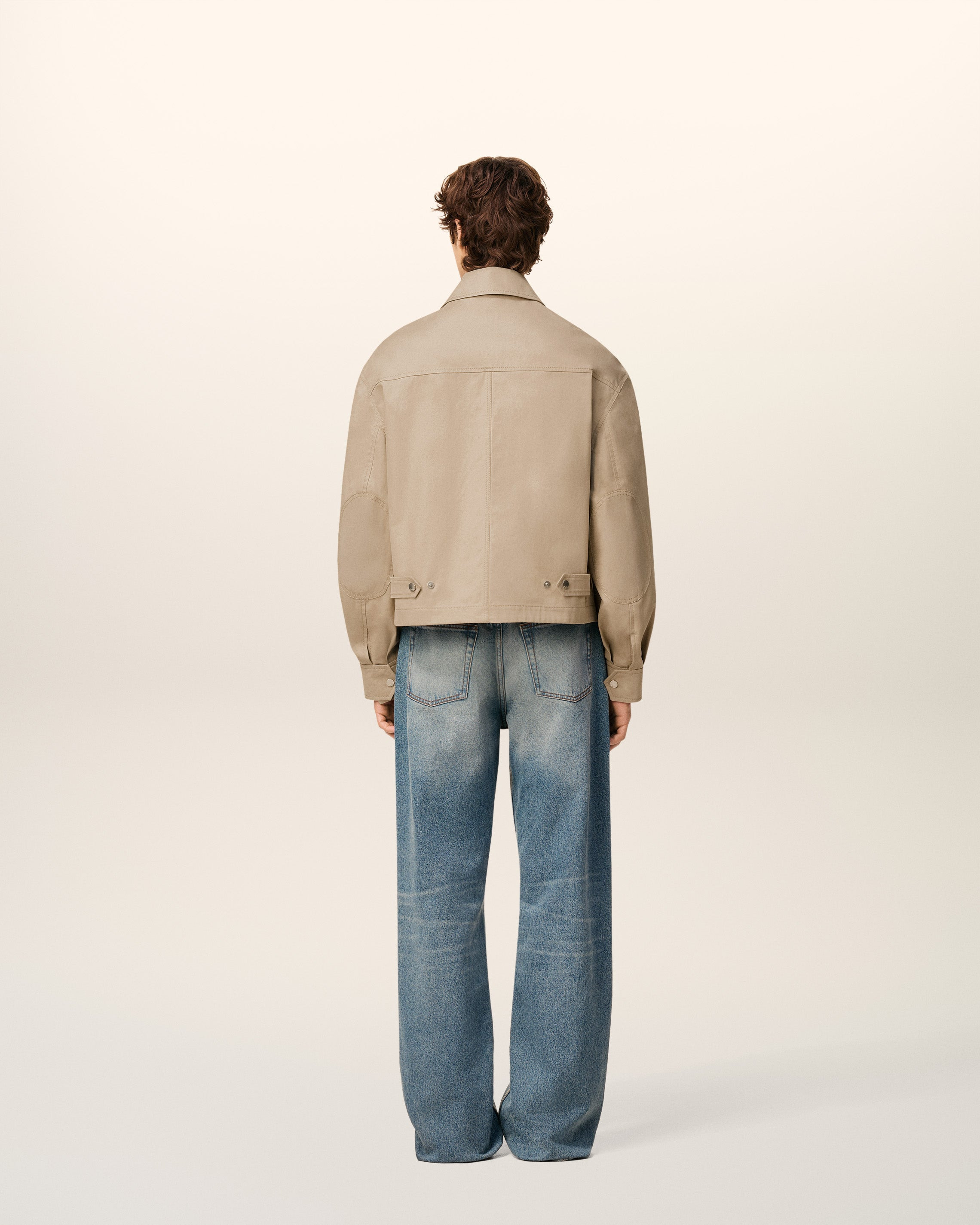 BEIGE COTTON WORKER JACKET - 5