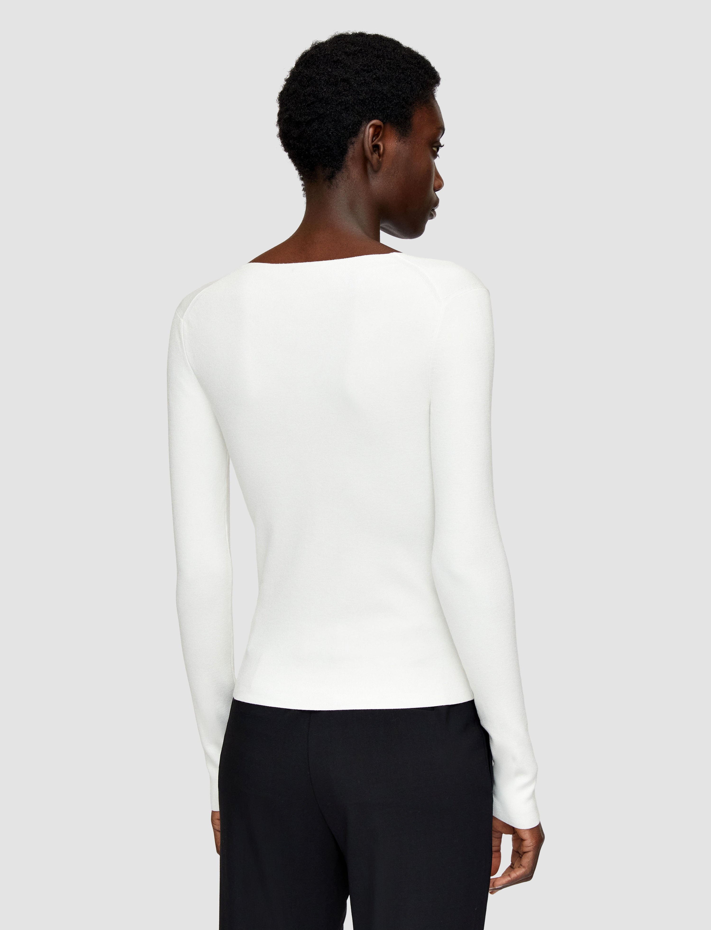 Silk Stretch V Neck Top - 4