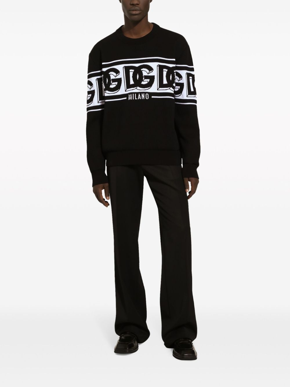 intarsia knit-logo crew-neck jumper - 3