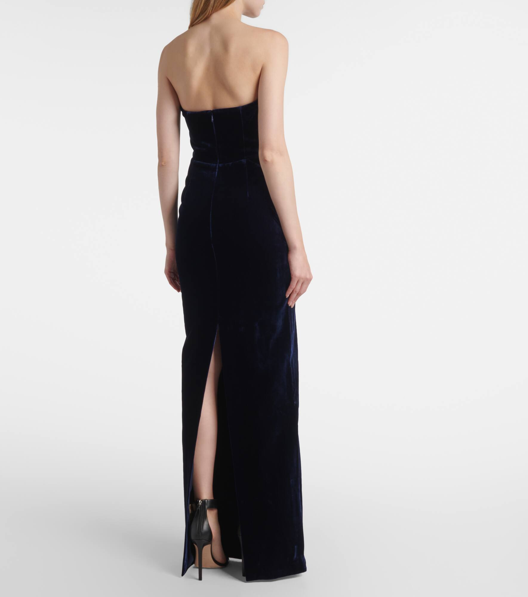 Lace-trimmed velvet corset gown - 3