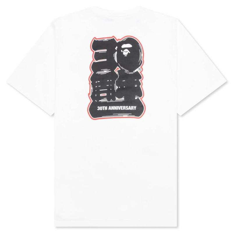 A BATHING APE® BAPE 30TH ANNIVERSARY APE HEAD TEE - WHITE/NAVY outlook