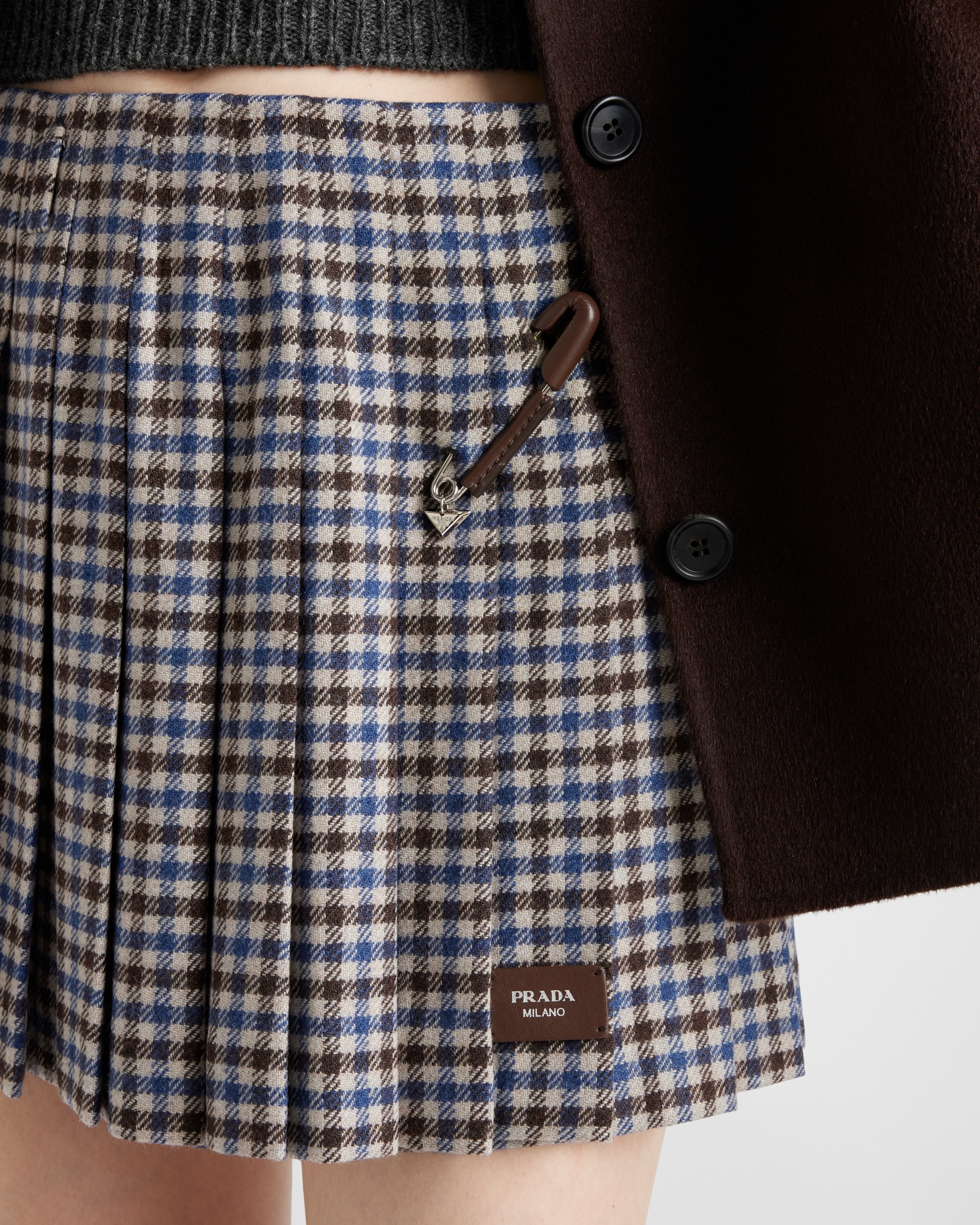 Checked wool miniskirt - 4