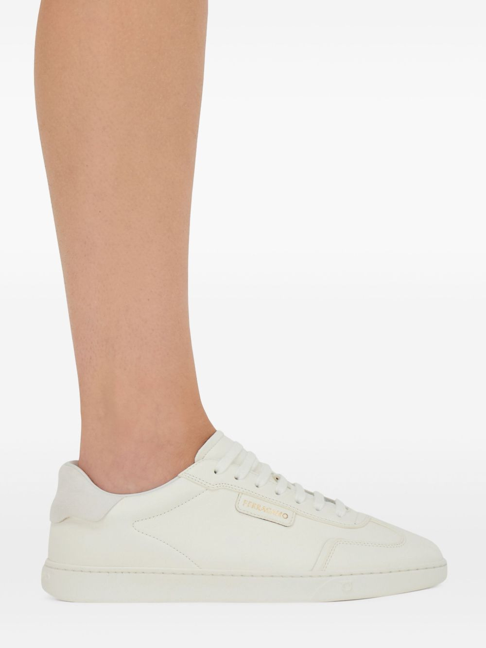 suede-panelled leather sneakers - 5