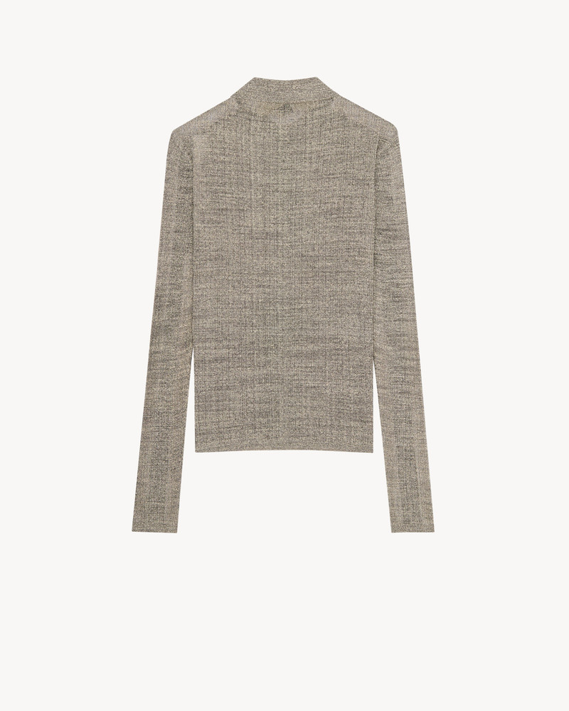 SAINT LAURENT POLO IN RIBBED STRETCH LINEN outlook