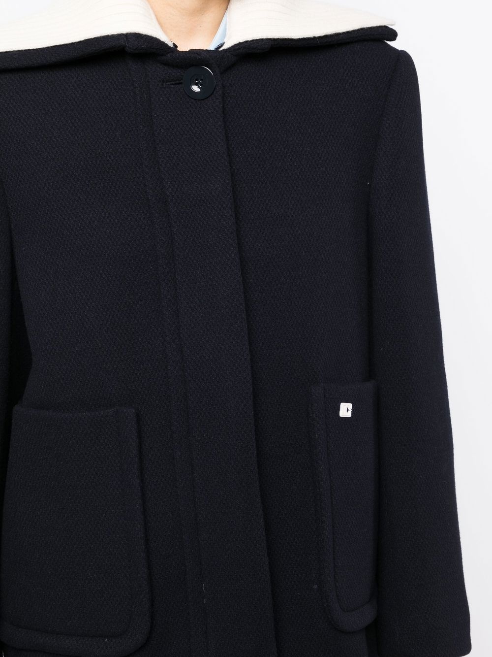 wide-collar single-breasted coat - 5