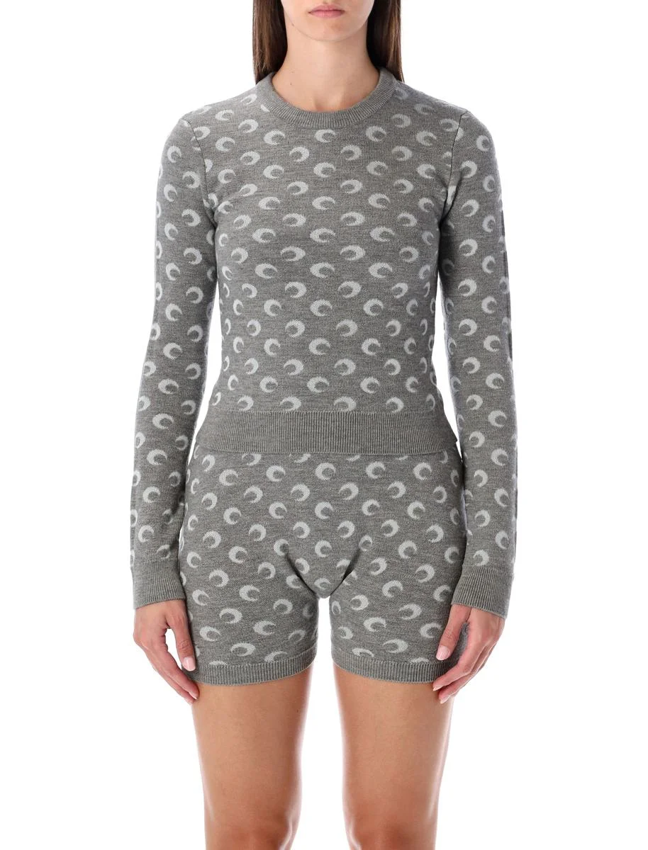 Marine Serre Moon Jacquard Fitted Crewneck Sweater - 1