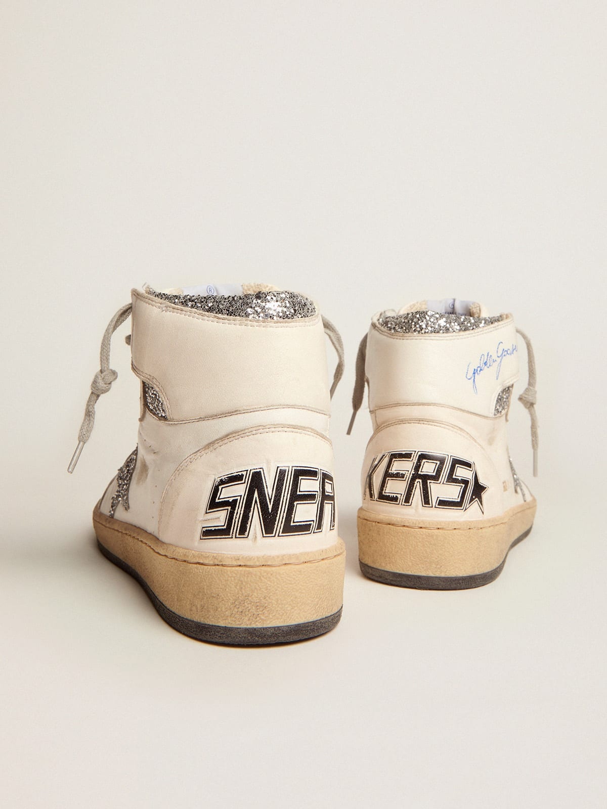 Sky-Star sneakers with signature on the ankle and silver glitter inserts - 5