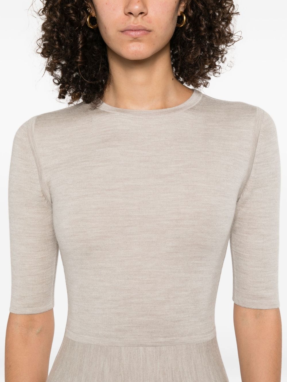 half-sleeve A-line midi dress - 5