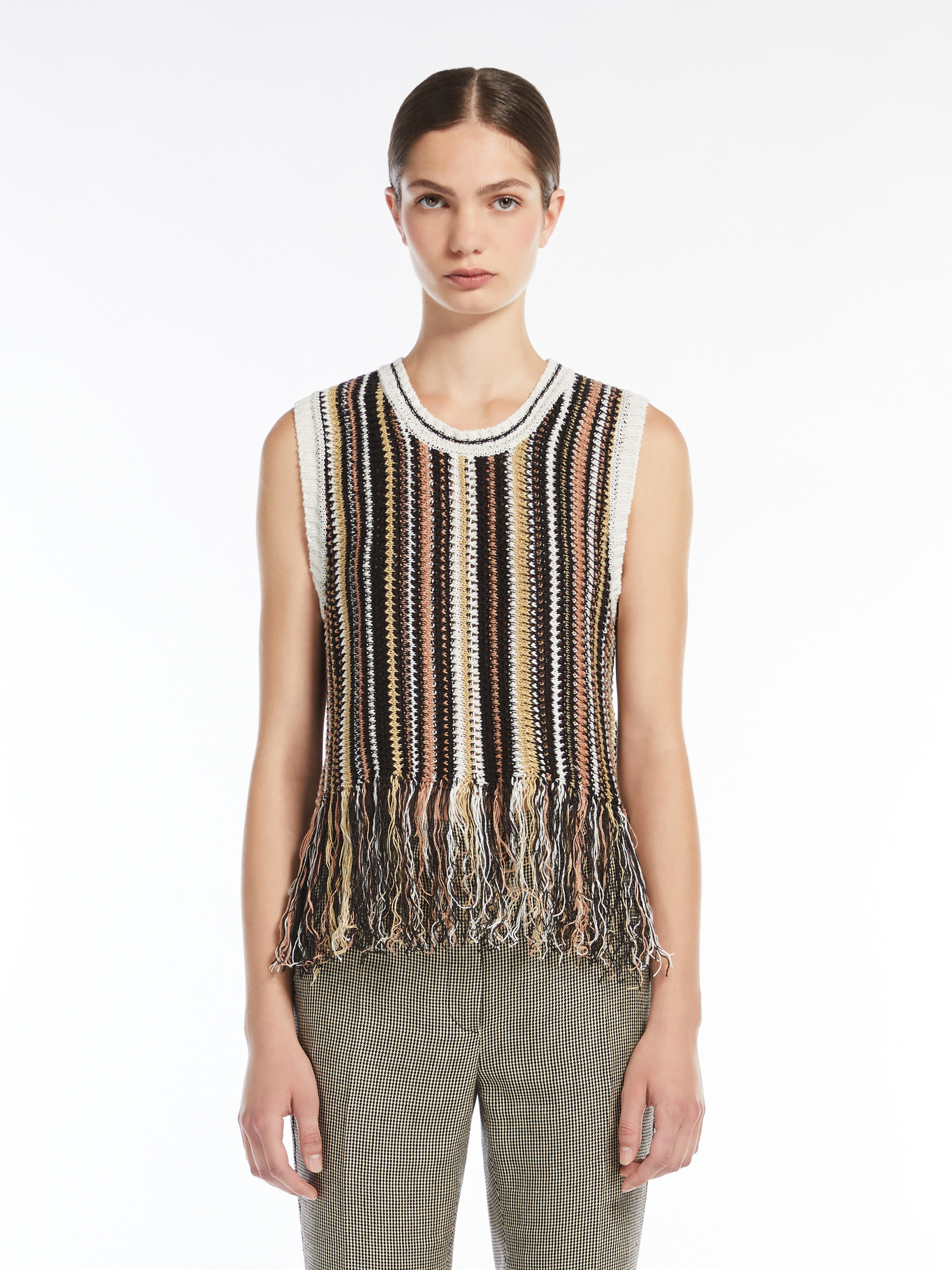 NAVETTA Linen top with fringes - 3