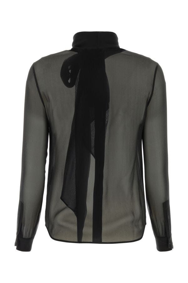 Saint Laurent Woman Black Crepe Shirt - 2