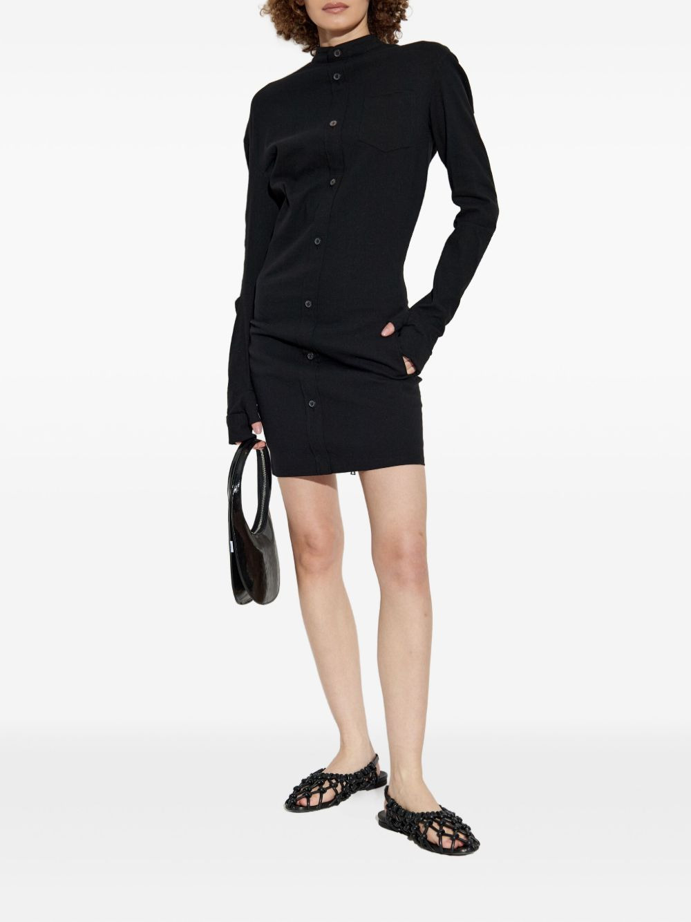 button-front pocket mini dress - 2