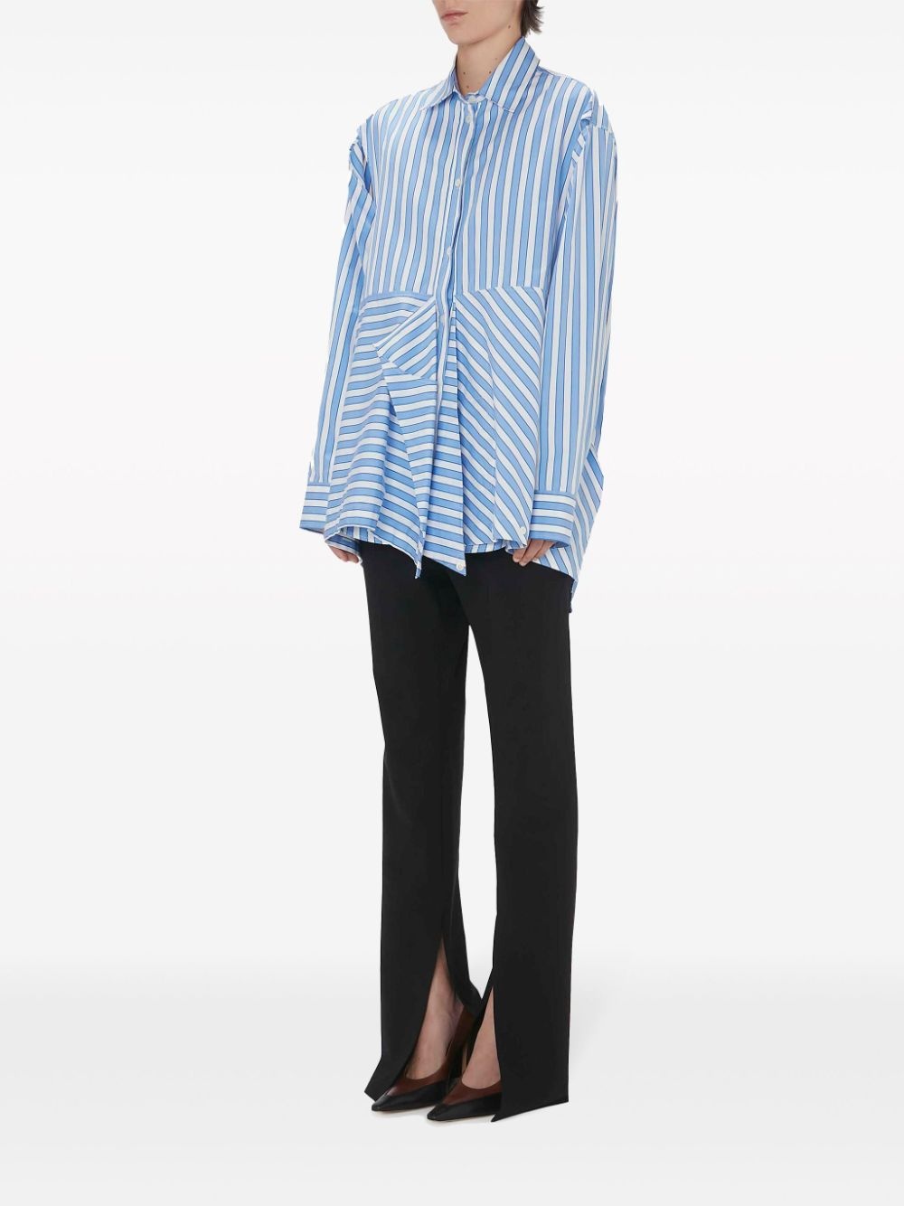 striped draped cotton shirt - 2