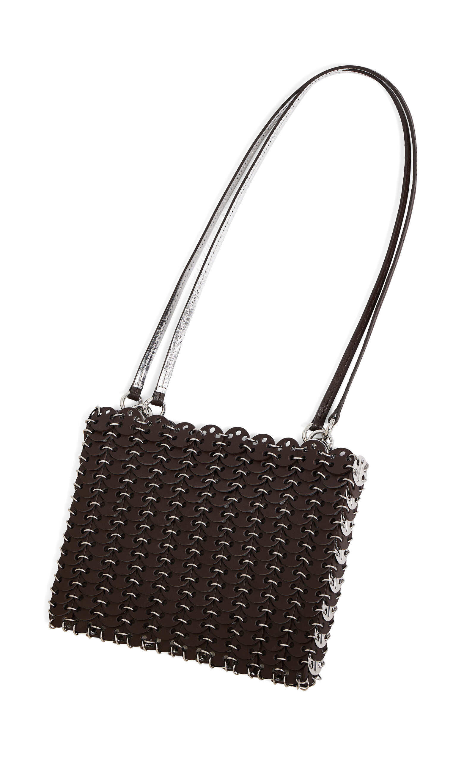 Reversible Leather and Steel Shoulder Bag brown - 7