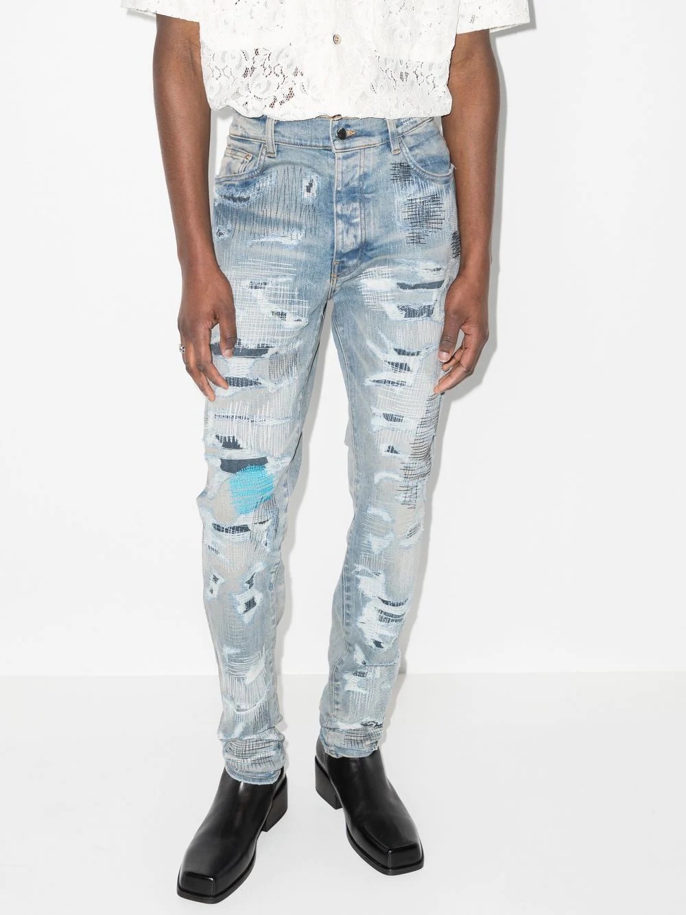 distressed-finish skinny jeans - 2