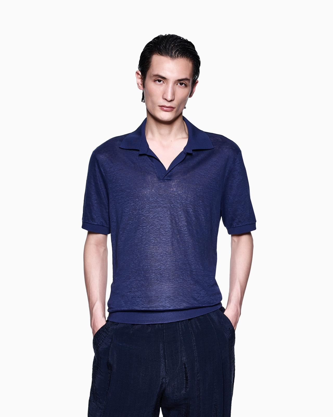 SHORT-SLEEVED POLO SHIRT IN LINEN JERSEY - 4