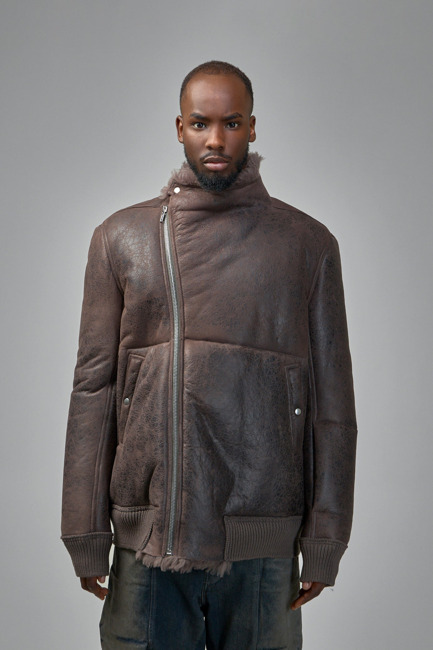 Hollywood Flight Shearling Real Fur Bomber Jacket - 3