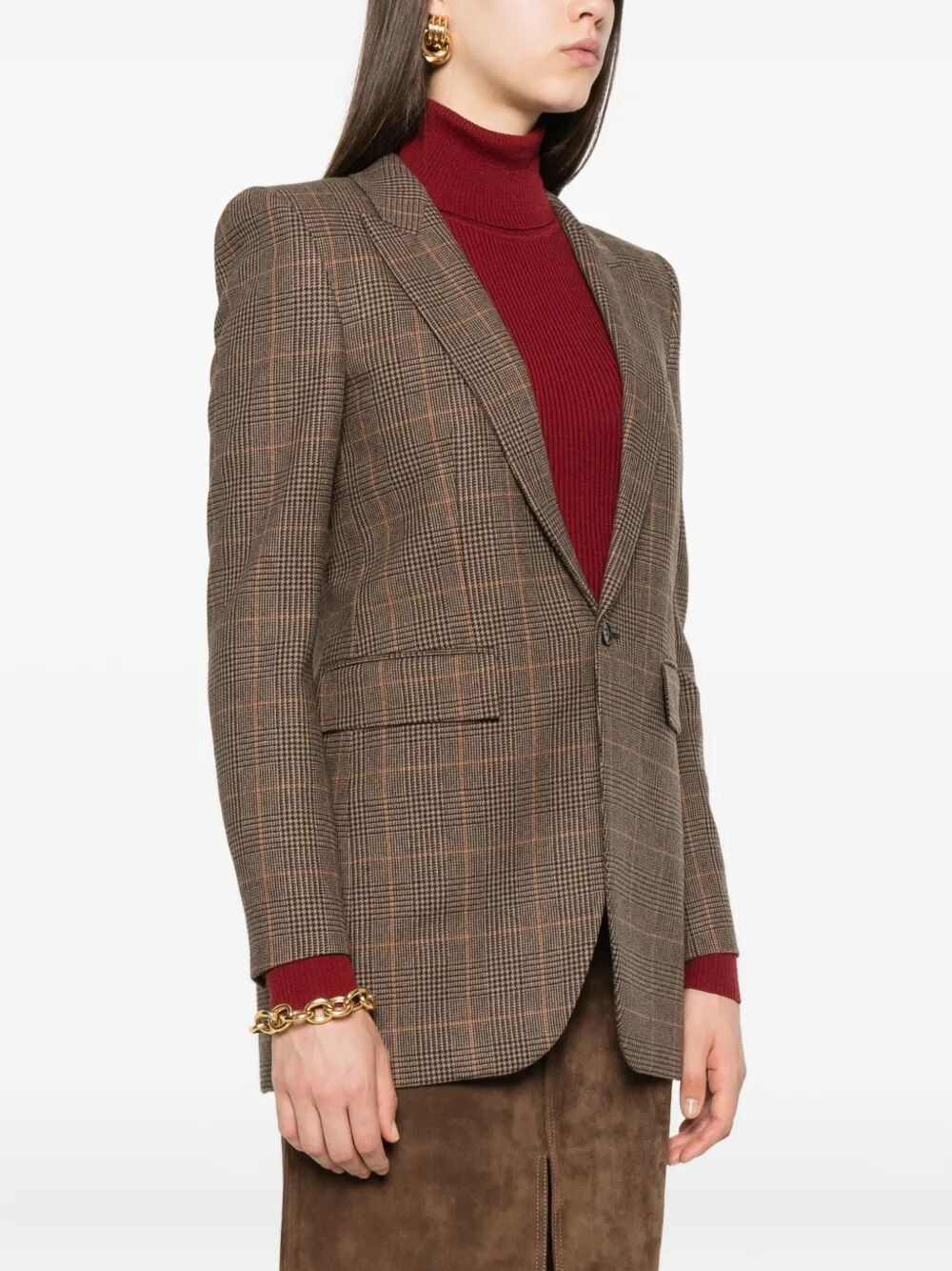 Checked Single-Breasted Blazer - 2