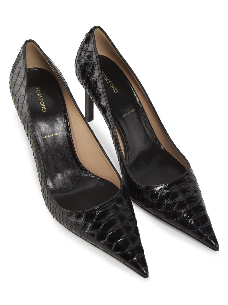 Women's 85MM Python-Embossed Stiletto Pumps - Black 4