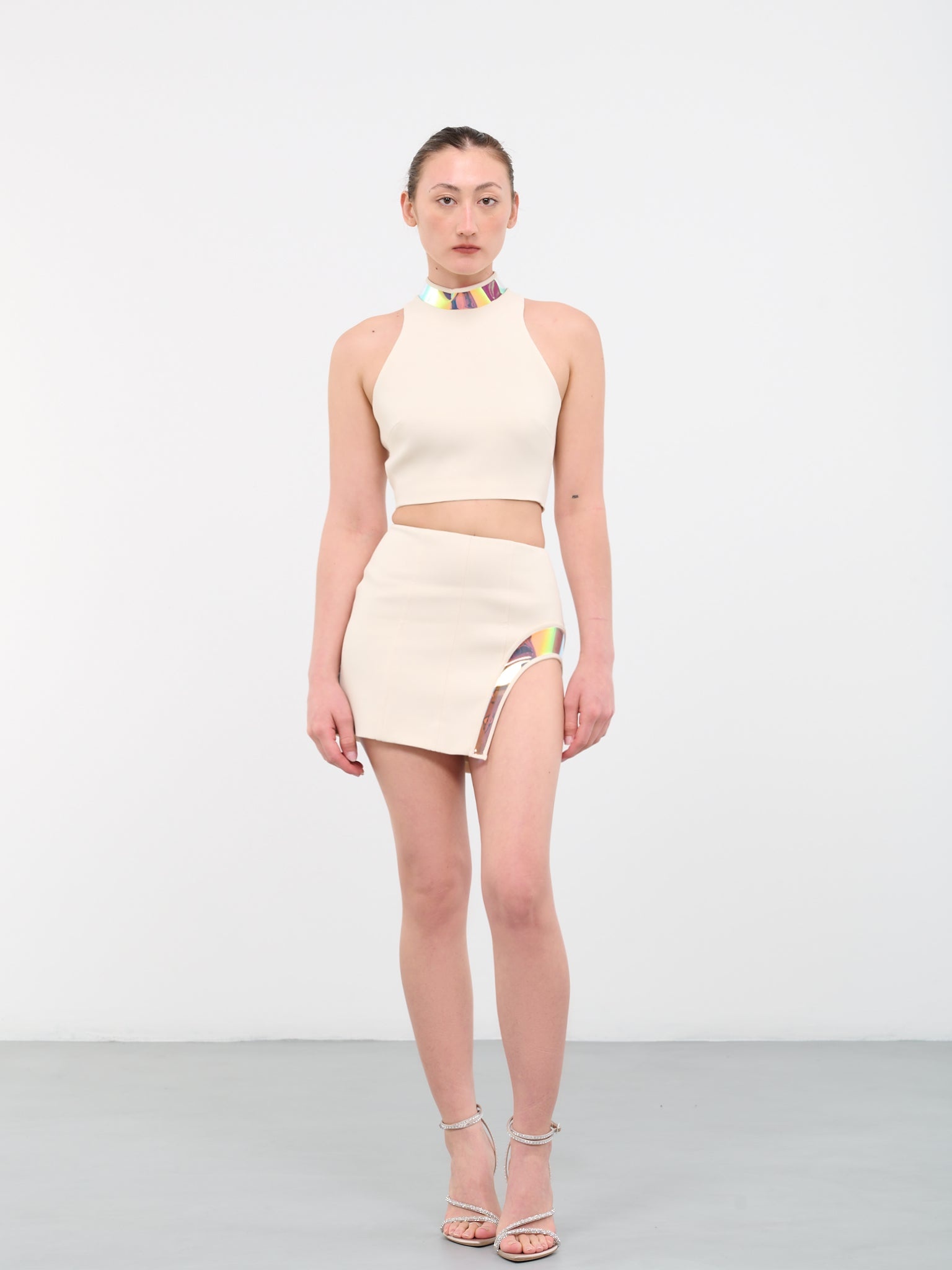Iridescent Cut-Out Mini Skirt - 6
