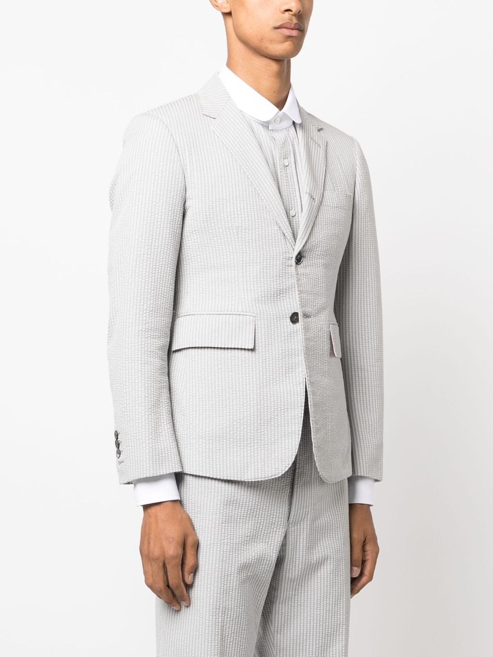 stripe-print seersucker cotton blazer - 3