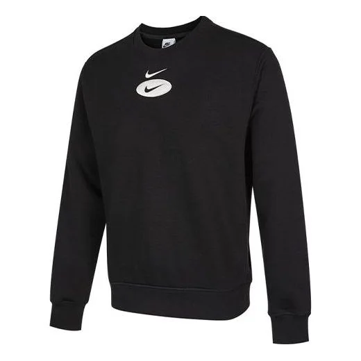 Men's Nike As Nsw Sl Bb Crew Casual Sports Fleece Lined Round Neck Long Sleeves Black DM5461-010 - 1