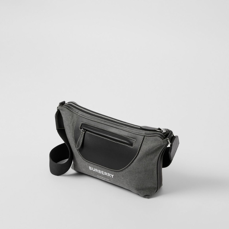 Horseferry Print Canvas and Leather Crossbody Bag 4