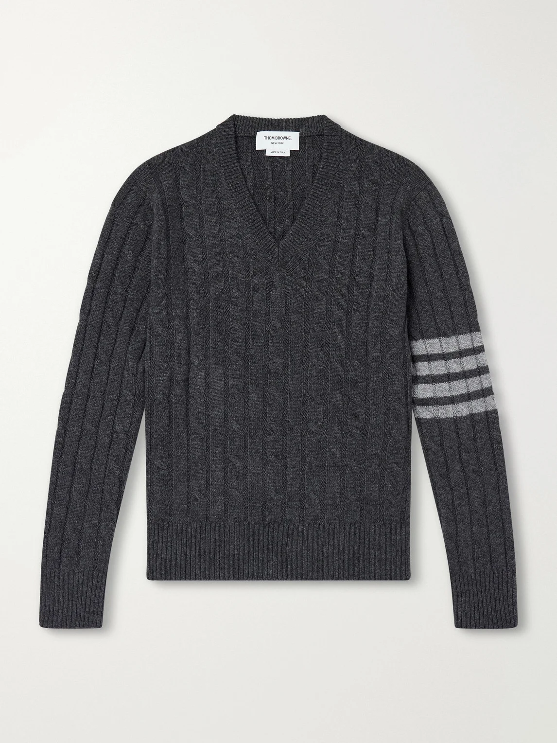 4-Bar Stripe Cable-Knit Cashmere Sweater - 1