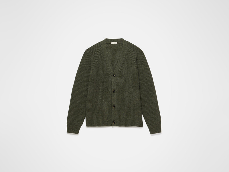 V-NECK CARDIGAN IN HUNTER GREEN 1