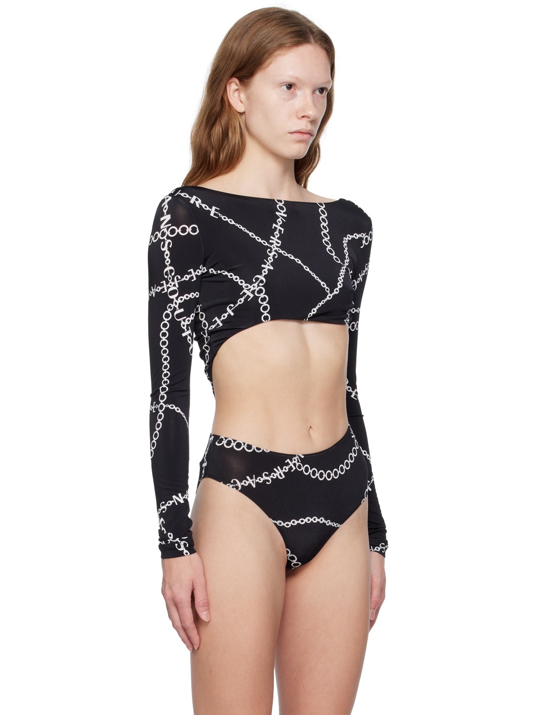 Black Printed Bodysuit - 4