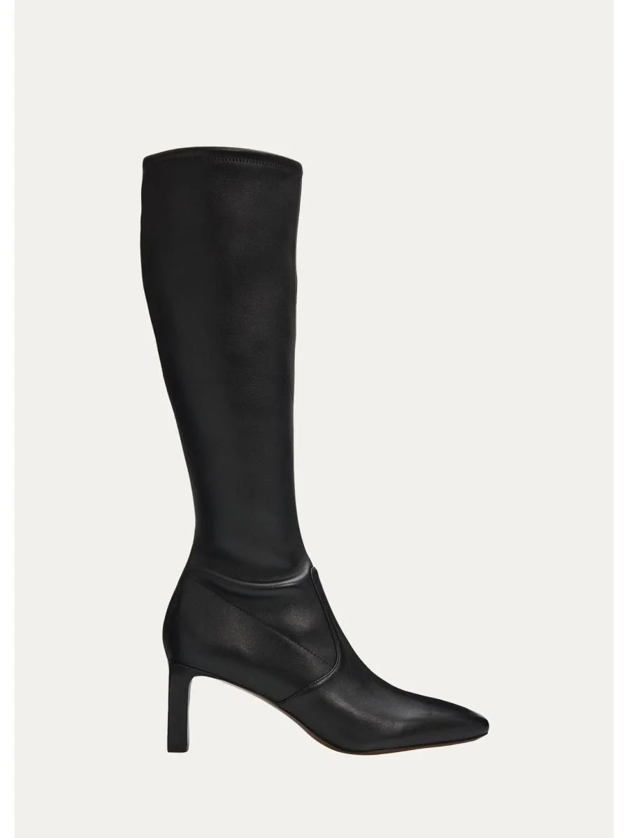 65mm Violette Stretch Leather Knee-High Boots - 1