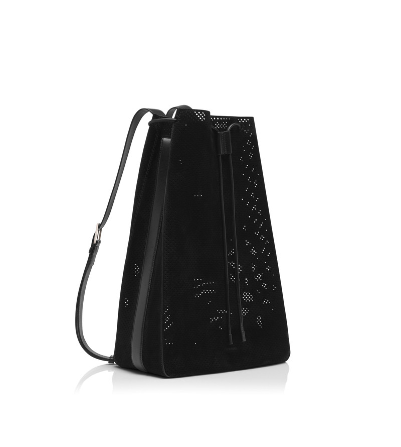 TOM FORD PERFORATED CASHMERE SUEDE T-LINE DRAWSTRING SAC outlook