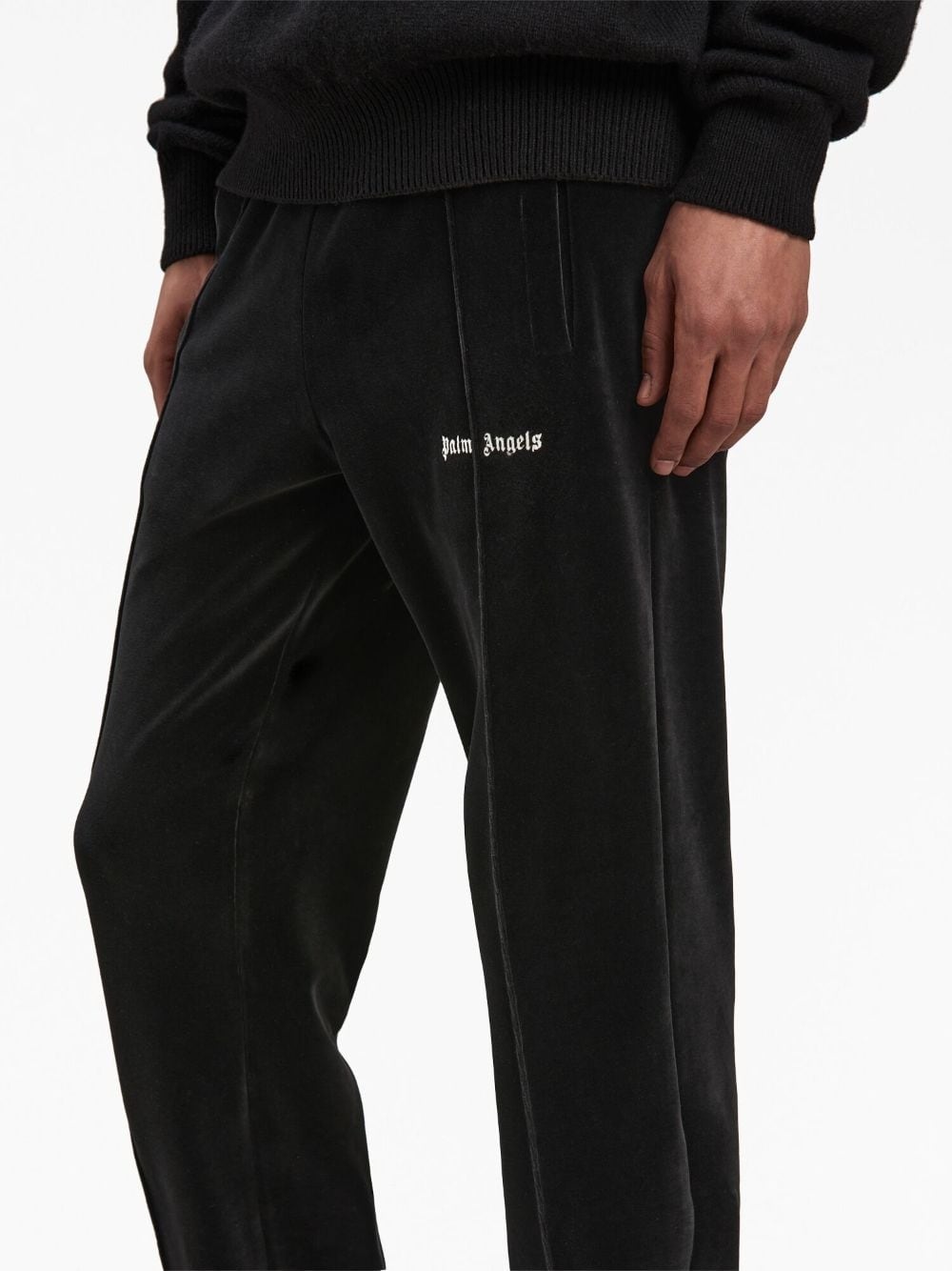 logo-print velvet track pants - 6