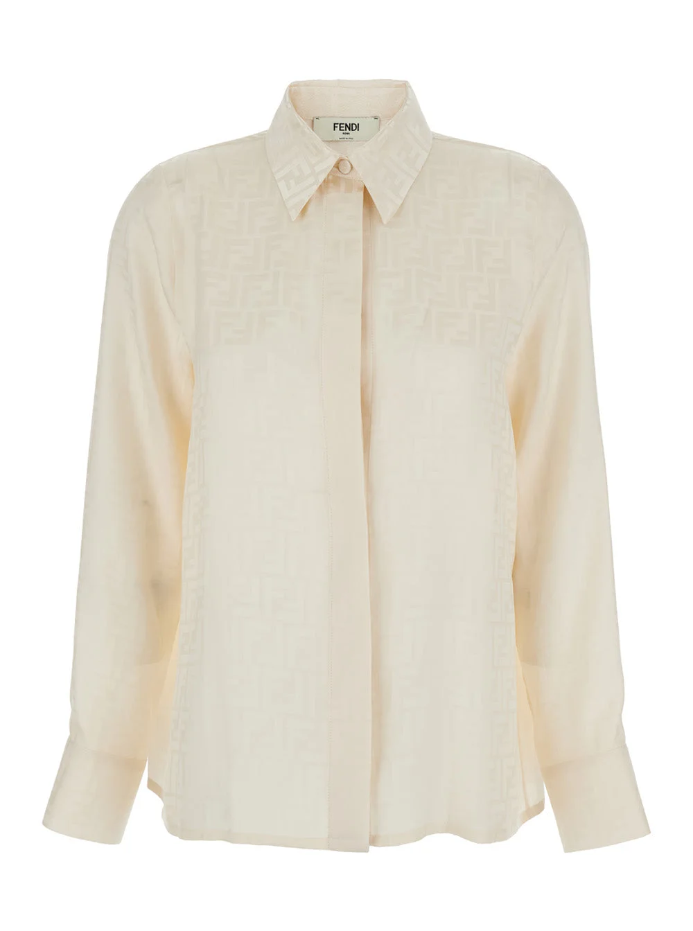 Fendi Women White Shirt With Pointed Collar And Ff Motif In Silk Woman - 1