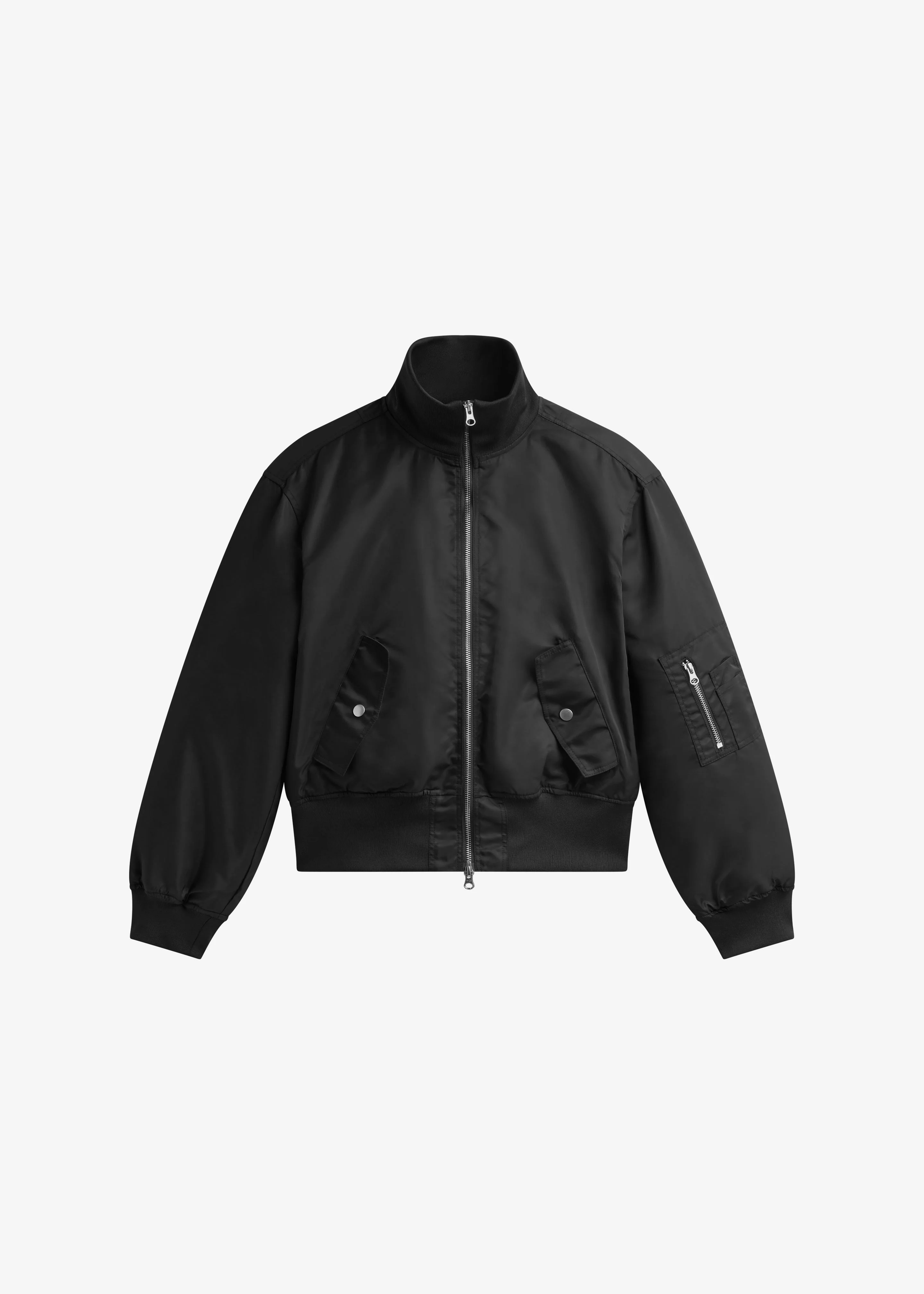 Storm Cropped Bomber Jacket - Black - 1