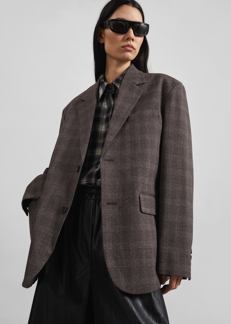 Ellory Padded Blazer - Brown Glen Plaid 3