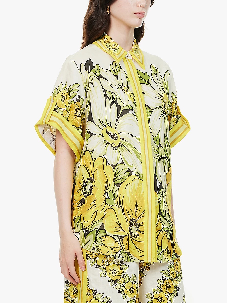 Gisela flower-print linen shirt - 3