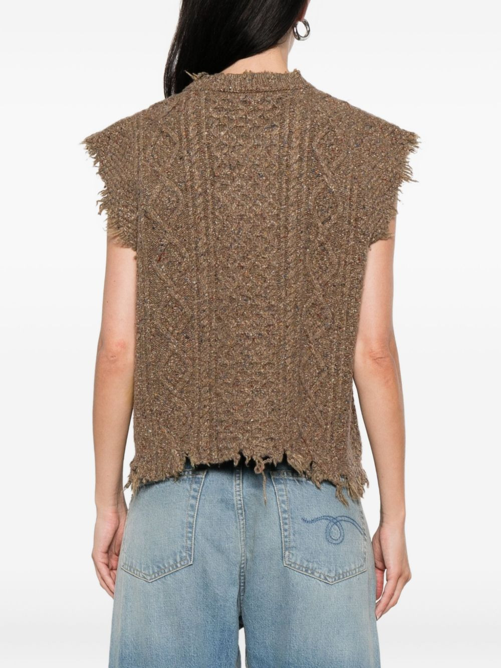 cable-knit frayed sweater - 4