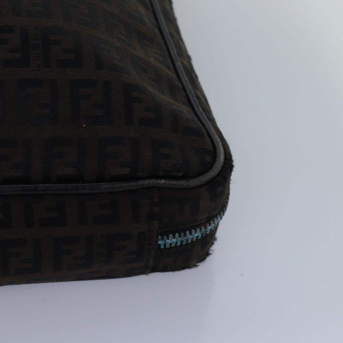 FENDI Zucchino Canvas Hand Bag Brown Black - 11