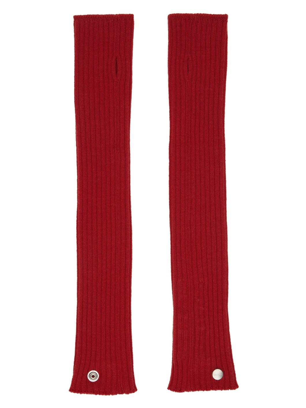 Red Rasato Knit Arm Warmers - 2