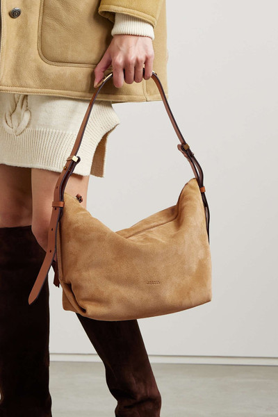 Isabel Marant Leyden leather-trimmed suede shoulder bag outlook
