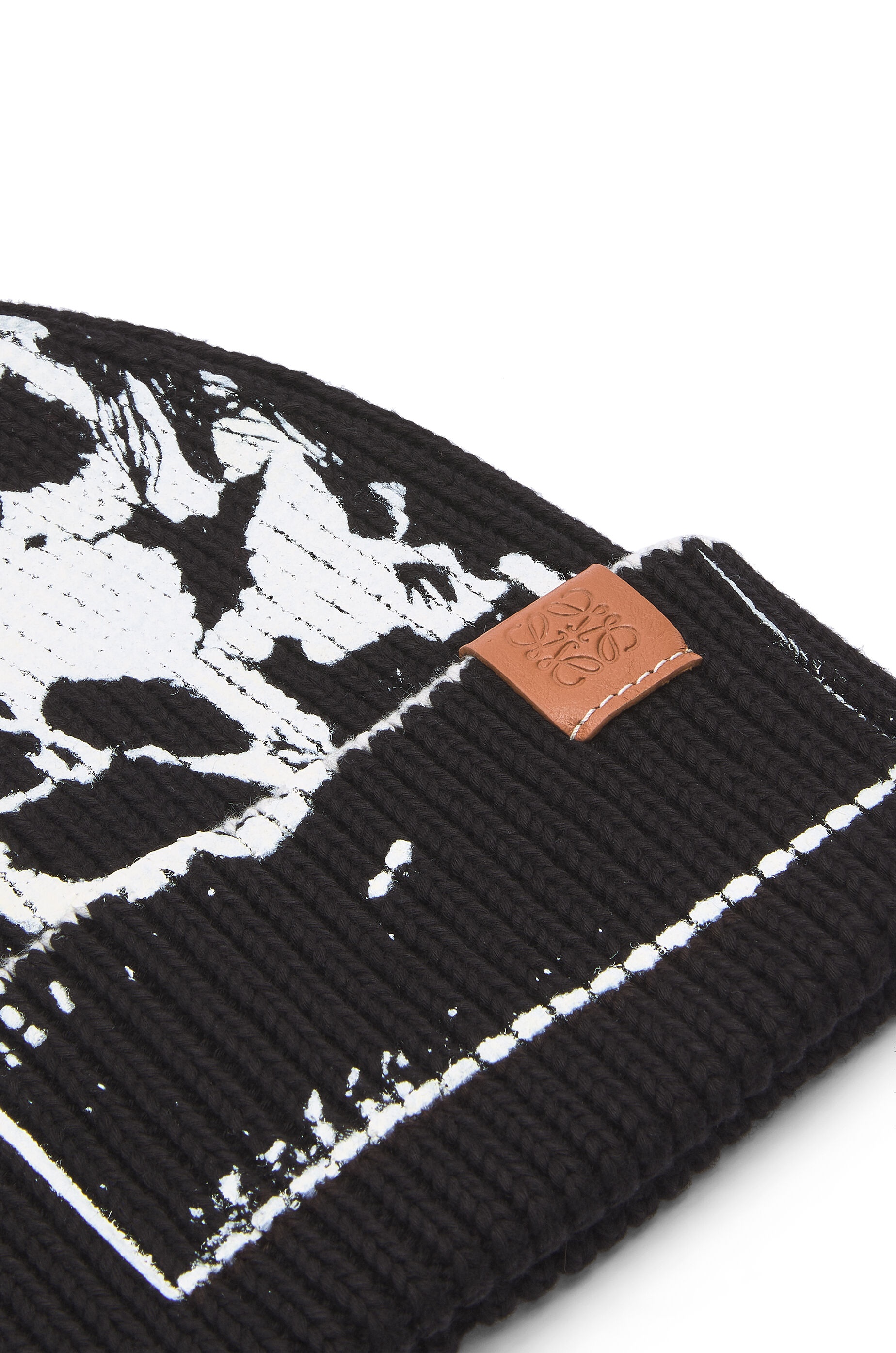 Pansies beanie in cotton and calfskin - 4