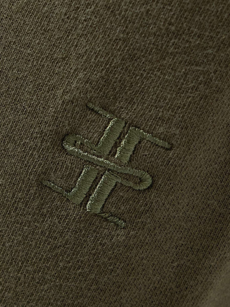 Embroidered cotton and modal-blend jersey sweatpants Army green 4