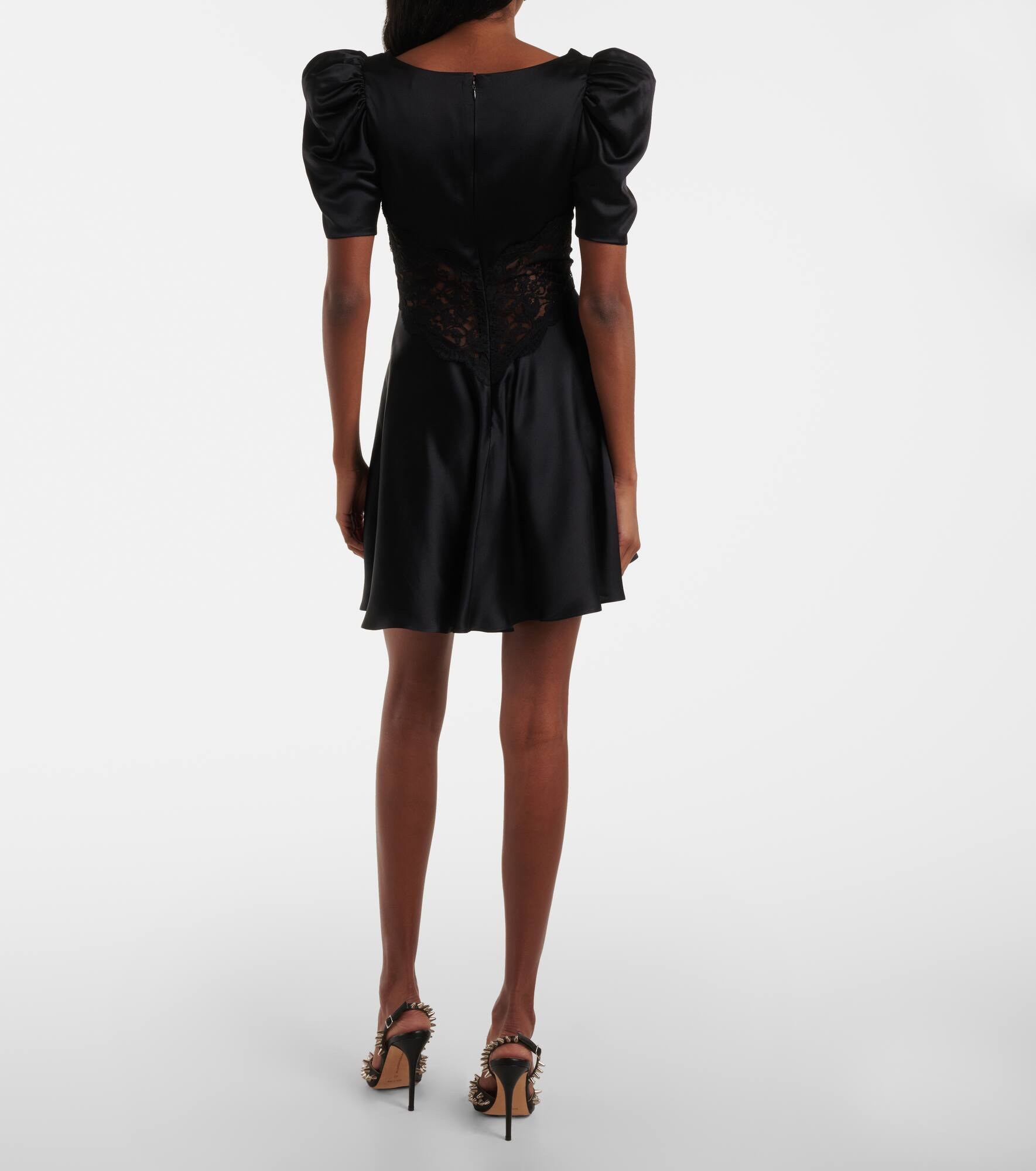 Lace-trimmed silk charmeuse minidress - 3
