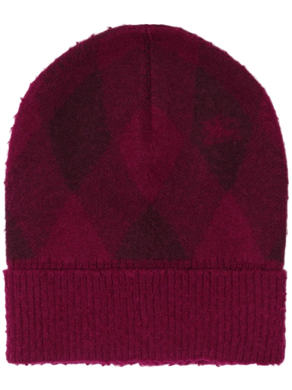 intarsia-knit logo argyle checked beanie - 1