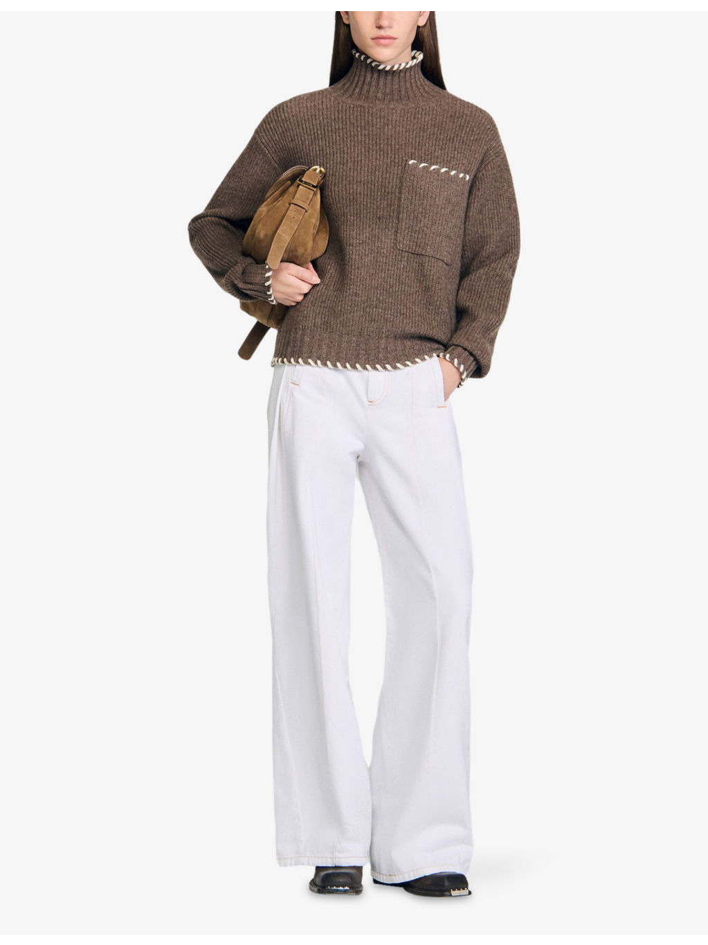 Contrast-Stitch Turtleneck Wool-Blend Jumper - 2