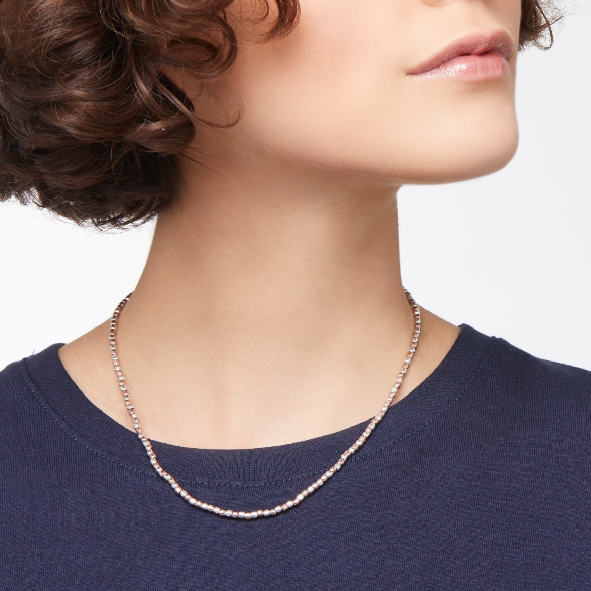 Silver & Rose Gold Mini Granelli Necklace - 3
