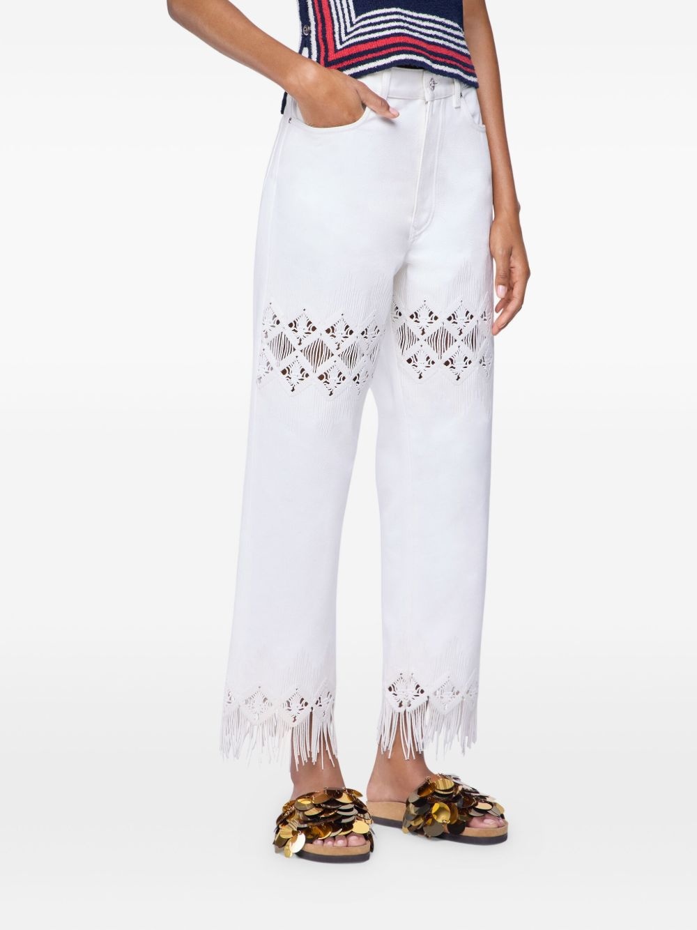 embroidered fringed trousers - 3